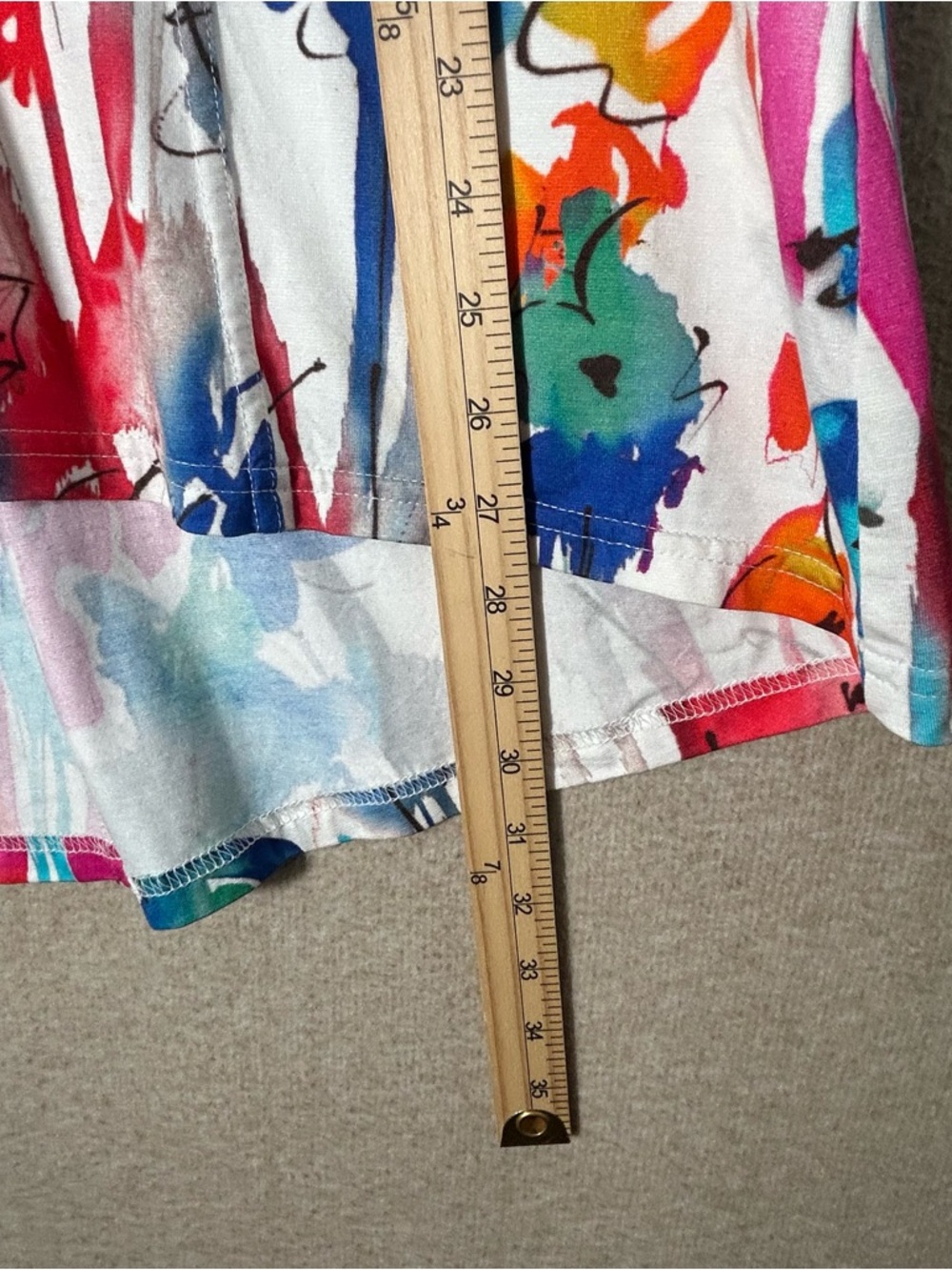 SNOSKINS Shirt Womens XL 3/4 Ruched Sleeves Colorful Watercolor Floral Tunic - Picture 6 of 12